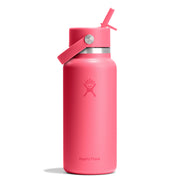 Pink Hydro Flask water bottle with straw lid on a white background