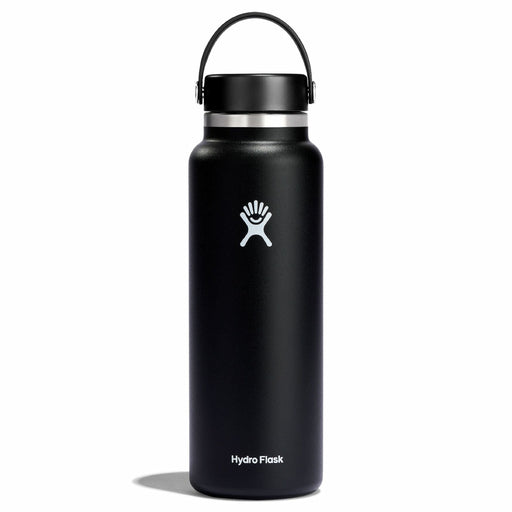 Black Hydro Flask water bottle on a white background