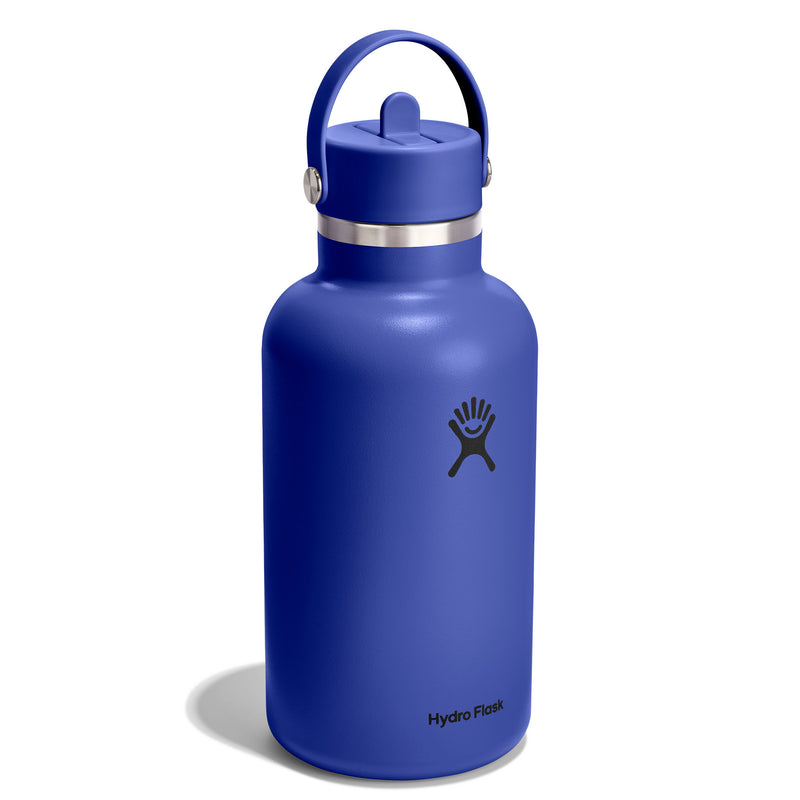 Blue Hydro Flask water bottle on a white background