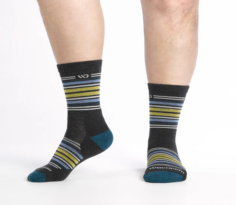 Multi Stripe Cushioned Micro Crew Socks, for wide feet and legs