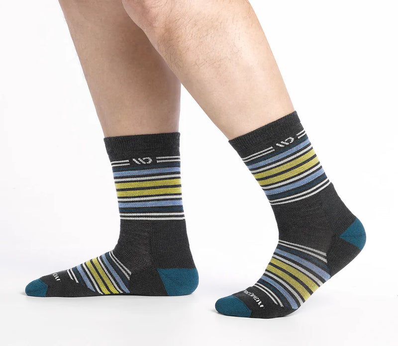 Multi Stripe Cushioned Micro Crew Socks, for wide feet and legs