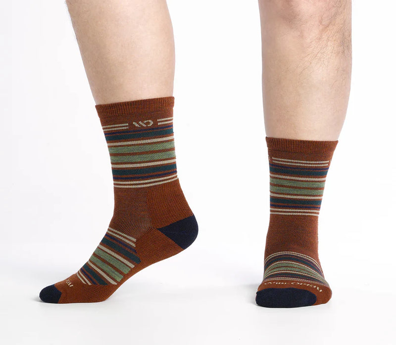 Multi Stripe Cushioned Micro Crew Socks, for wide feet and legs