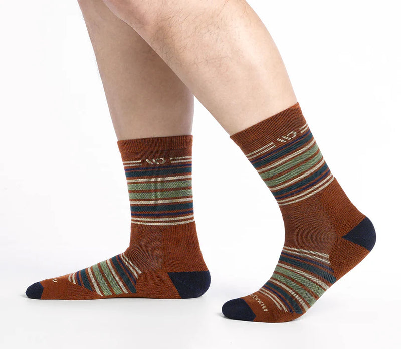 Multi Stripe Cushioned Micro Crew Socks, for wide feet and legs