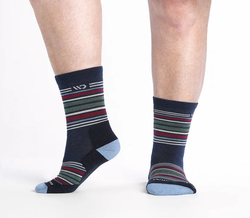 Multi Stripe Cushioned Micro Crew Socks, for wide feet and legs
