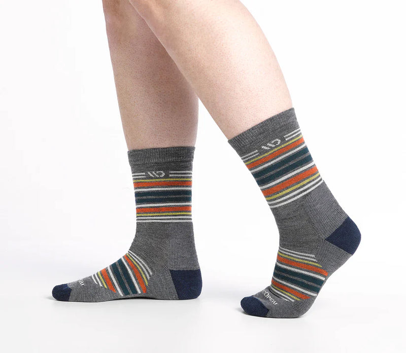 Multi Stripe Cushioned Micro Crew Socks, for wide feet and legs