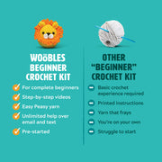 A guide comparing the Woobles crocheting kits to other crocheting kits.