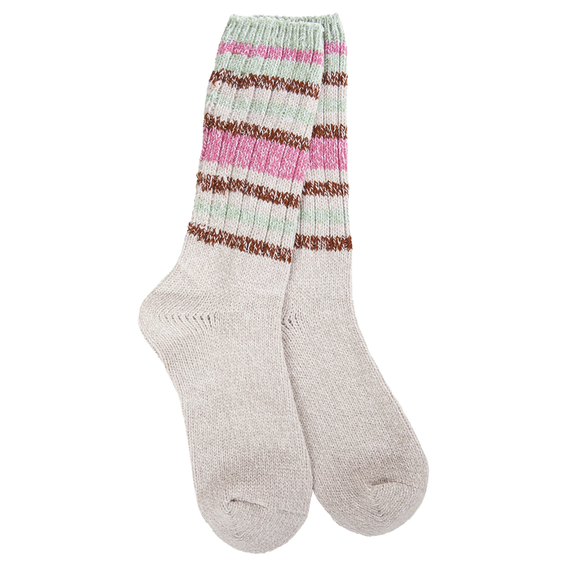 Ragg Crew Socks | Mushroom Stripes