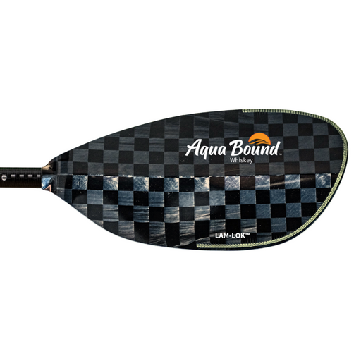 Checkered paddle with Aqua Bound branding on a white background