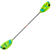 Green kayak paddle with blue and black accents and an Aqua Bound logo on a white background.