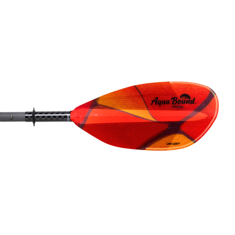 Red kayak paddle with range accents and an Aqua Bound logo on a white background.