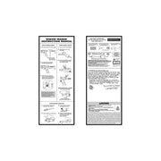 Two printed instruction manual pages for a Widow Maker fly shooter, shown side by side on a plain white background. The left page contains step-by-step installation diagrams, and the right page contains product information, warnings, and a seal application diagram.