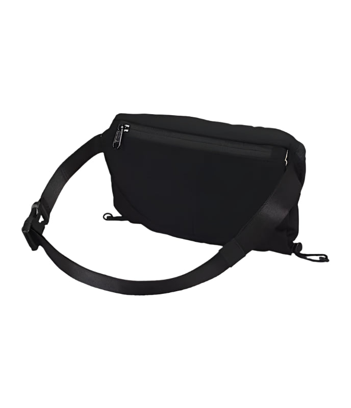 Black waist bag on a white background