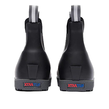 Pair of black rubber boots with XTRATUF branding on a white background