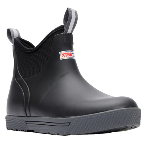 Black rubber boot with Xtratuf logo on a white background