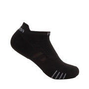 Black ankle sock with brand logo on a white background