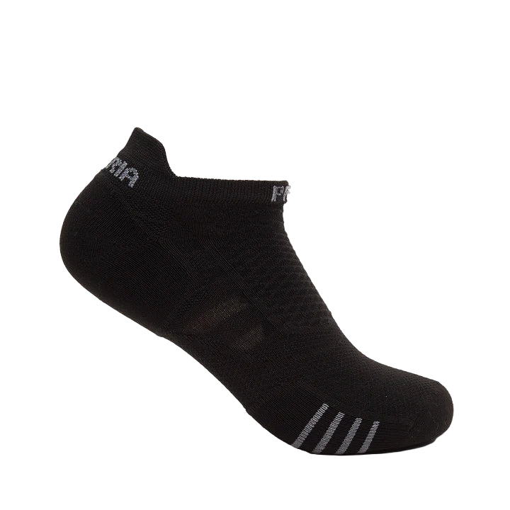 Black ankle sock with brand logo on a white background