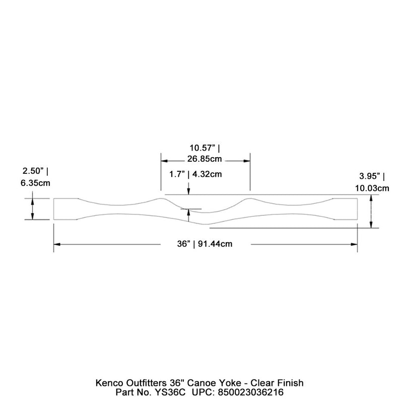 Kenco Outfitters 36" Canoe Yoke - Clear Finish