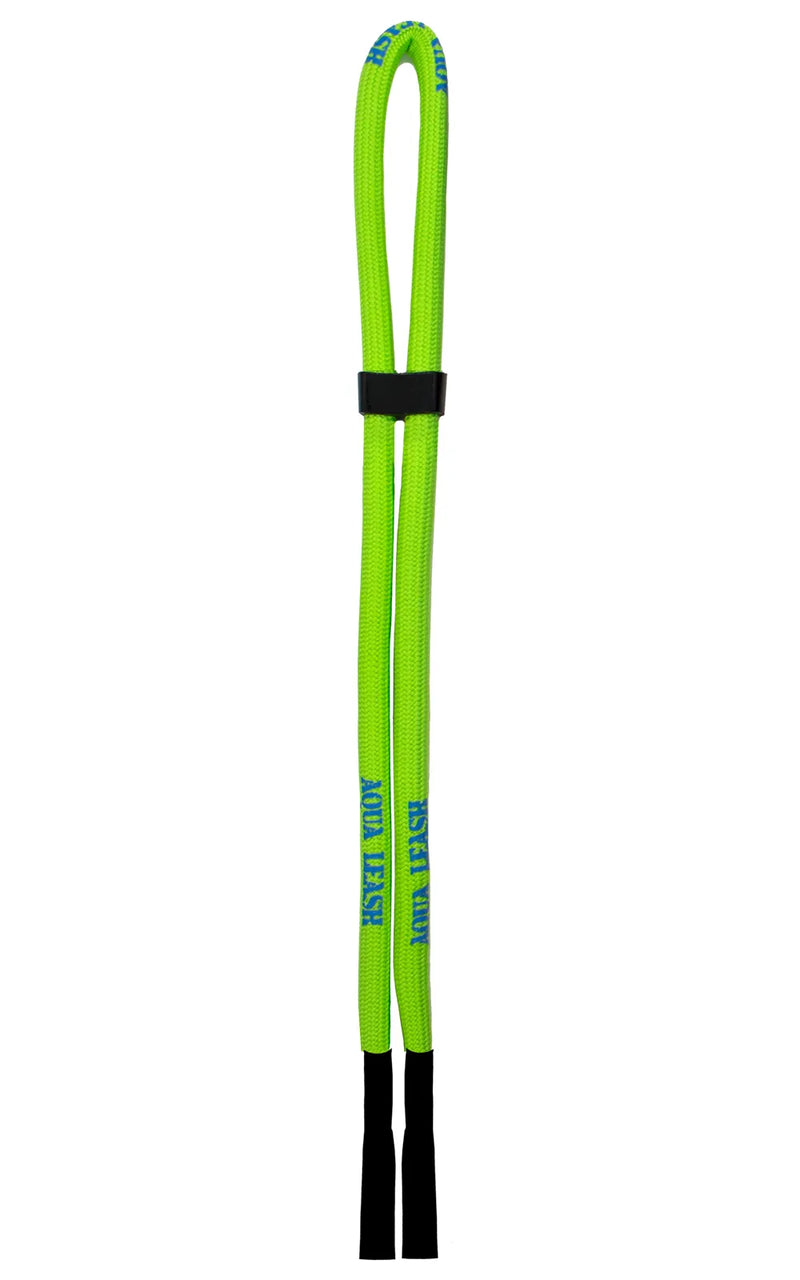 Neon green waterproof leash against a white background. 