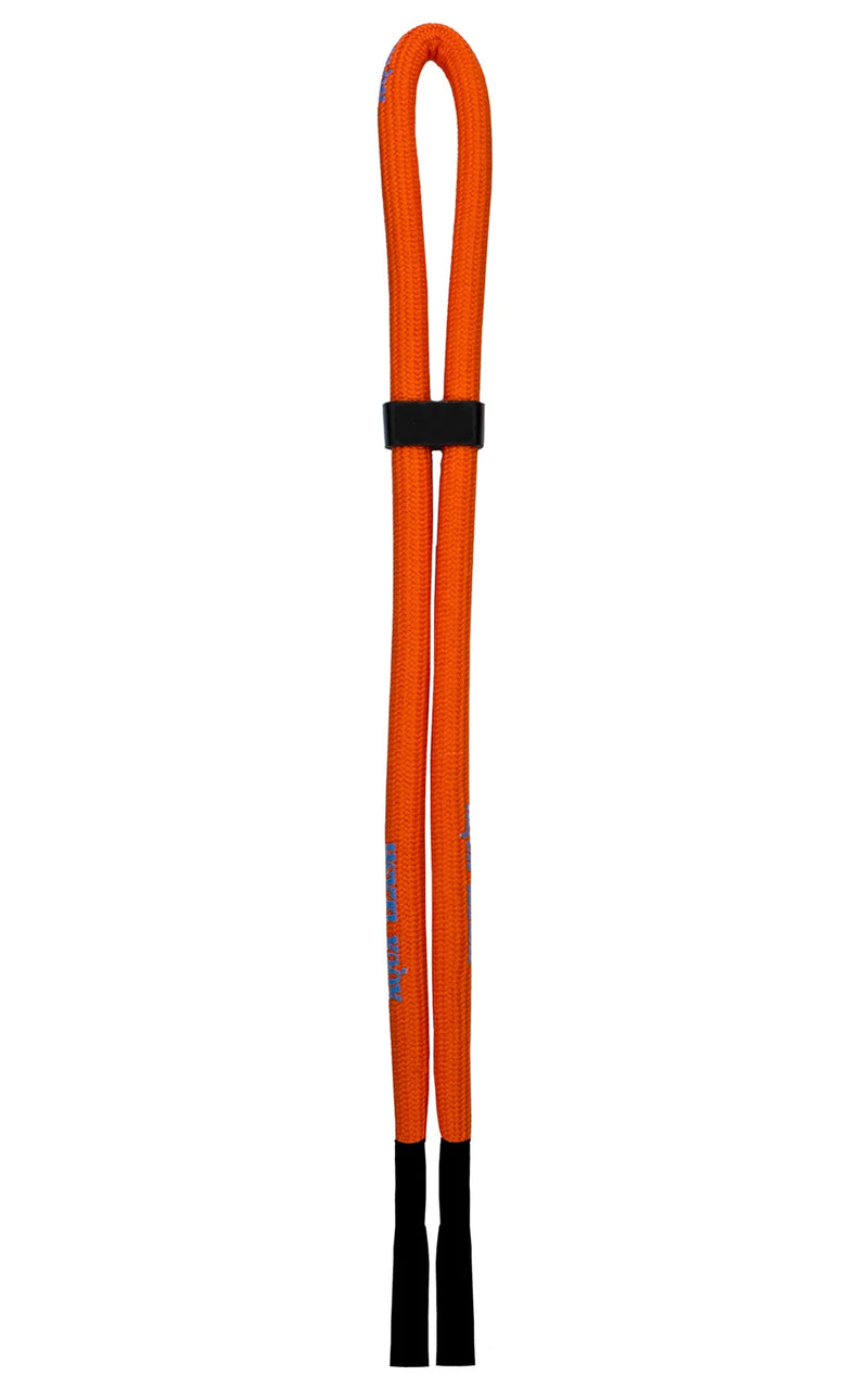 Orange colored waterproof leash against a white background. 