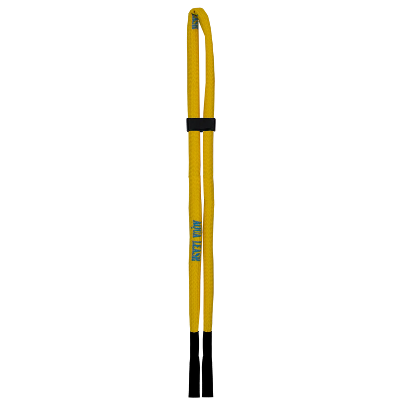 Yellow colored waterproof leash against a white background. 
