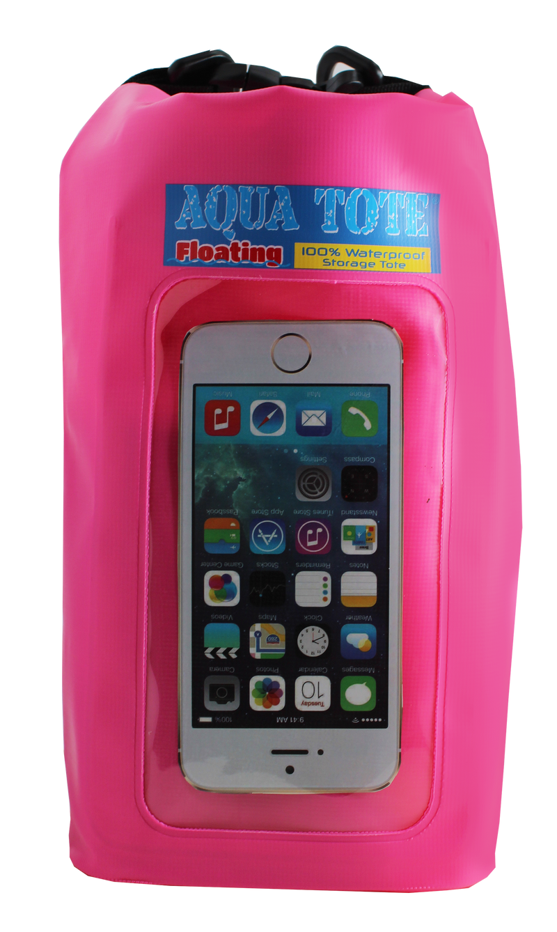 Large hot pink waterproof tote against a white background. 