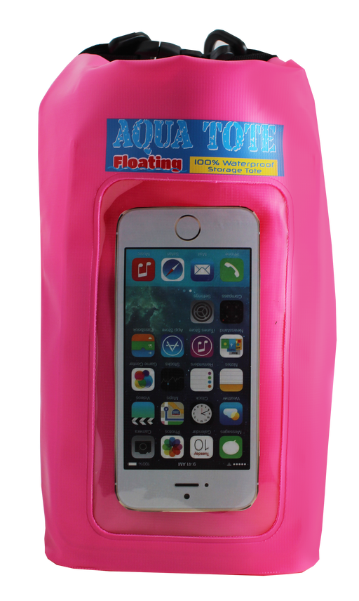 Large hot pink waterproof tote against a white background. 