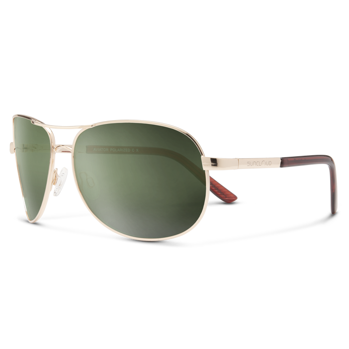 Aviator Sunglasses | Gold with Polarized Gray Green Lenses
