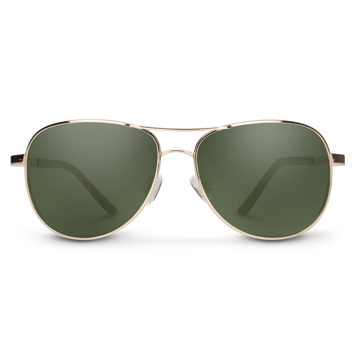 Aviator Sunglasses | Gold with Polarized Gray Green Lenses