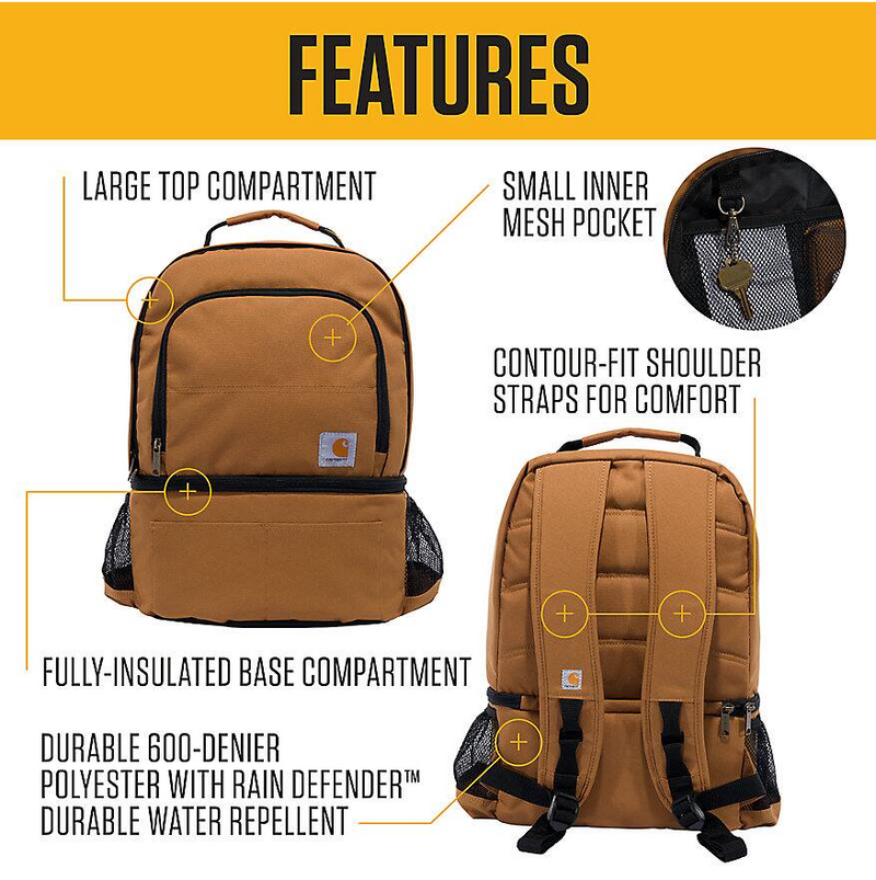 Insulated 24 Can Two Compartment Cooler Backpack | Black