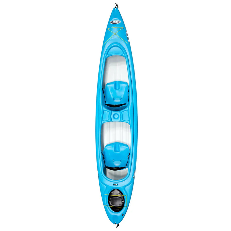 Light blue kayak with 2 seats
