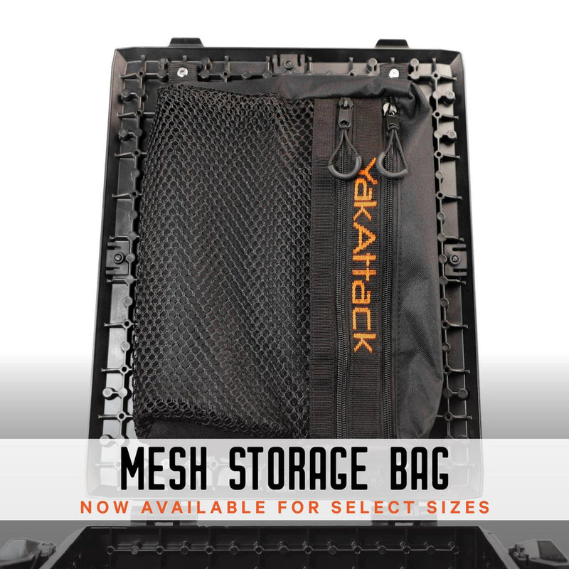 Mesh Storage Bag attachments are available for select sizes of the YakAttack Blackpak fishing crates, sold separately