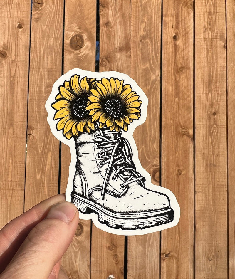 Hiking Boot & Flowers Sticker