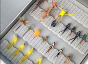 Closeup of an assortment of fishing flies