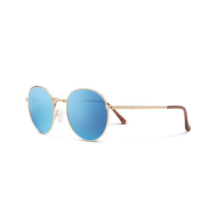 Bridge City Sunglasses | Gold with Polarized Aqua Mirror Lenses