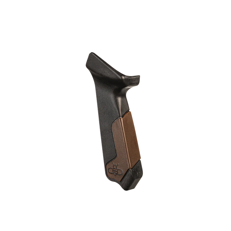 Black and brown grip on a white background