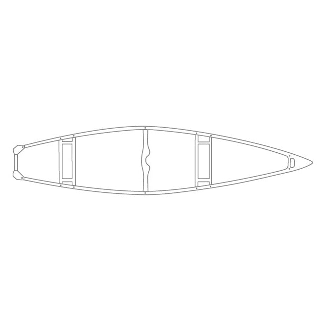 Line drawing of a kayak on a white background