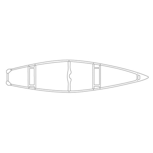Line drawing of a kayak on a white background