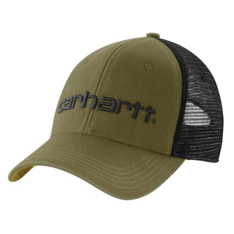 A green cap with a black back and Carhartt logo on a white background