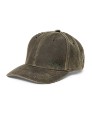 Dark green baseball cap featuring a teal Filson logo against a white background.