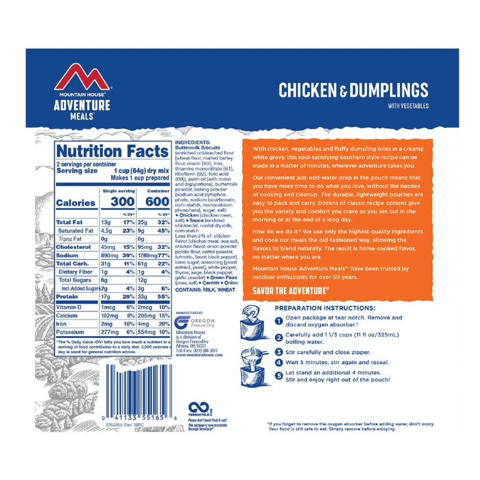 Mountain House Freeze Dried Chicken and Dumplings