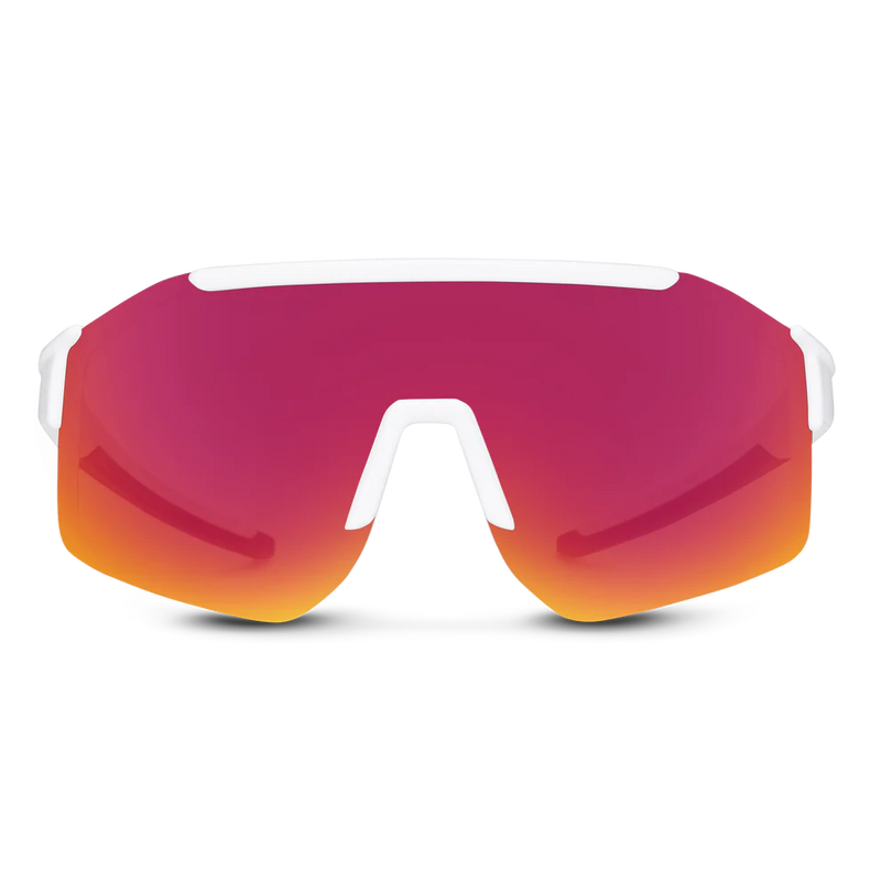 Domain Sunglasses | White with Polarized Red Mirror Lenses