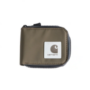 A brown wallet with the Carhartt logo on it on a white background
