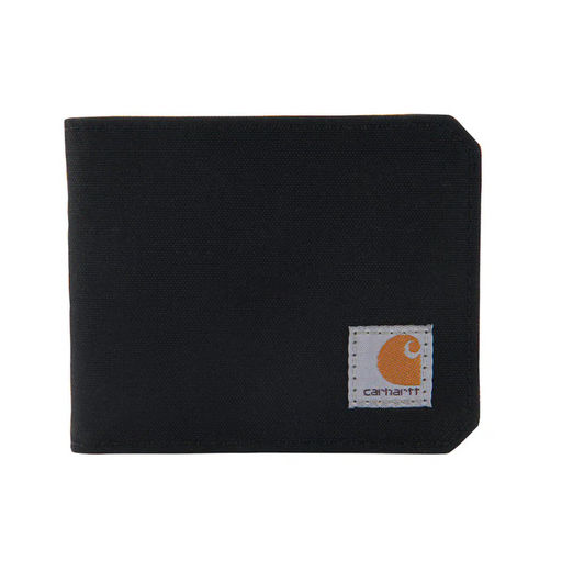 A black Carhartt wallet on a white background