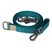 A blue dog leash on a white background