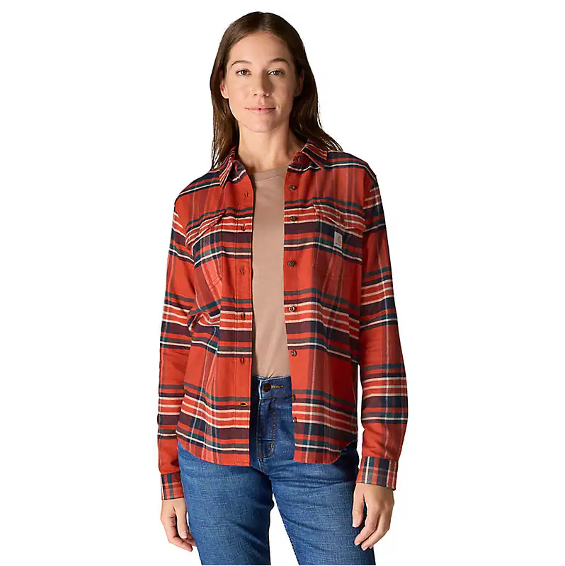 Women's TENCEL™ Fiber Series Relaxed Fit Plaid Shirt | Spice Red