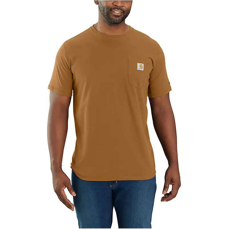 Men's Short Sleeve Force Midweight Pocket Tee | Carhartt Brown