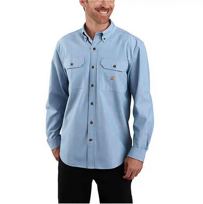 Carhartt Mens Loose Fit Midweight Chambray Long Sleeve Shirt