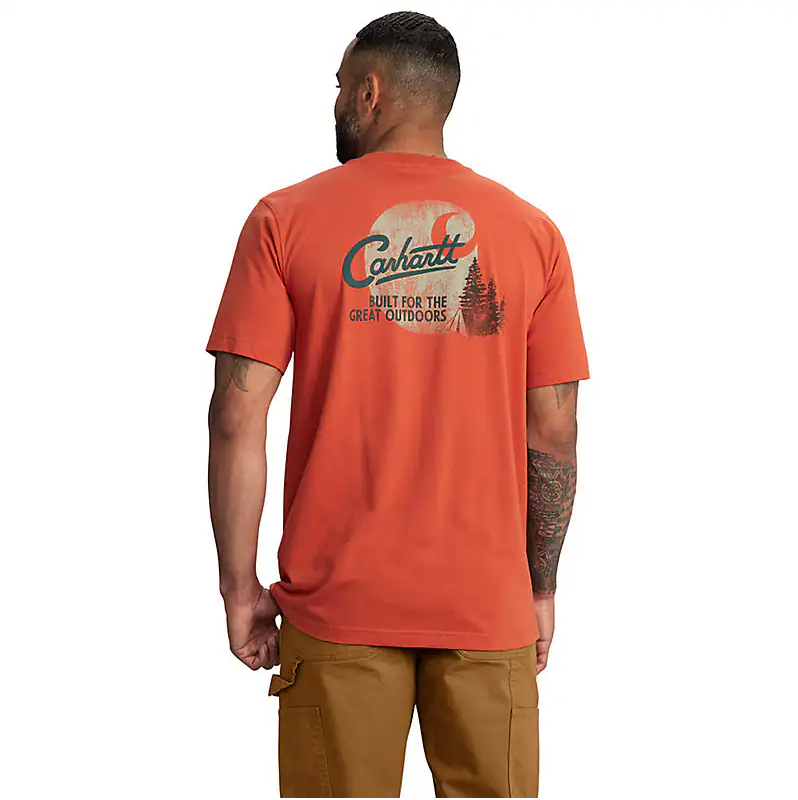 Men's Relaxed Fit Lightweight Pocket Graphic Tee | Saddle Red