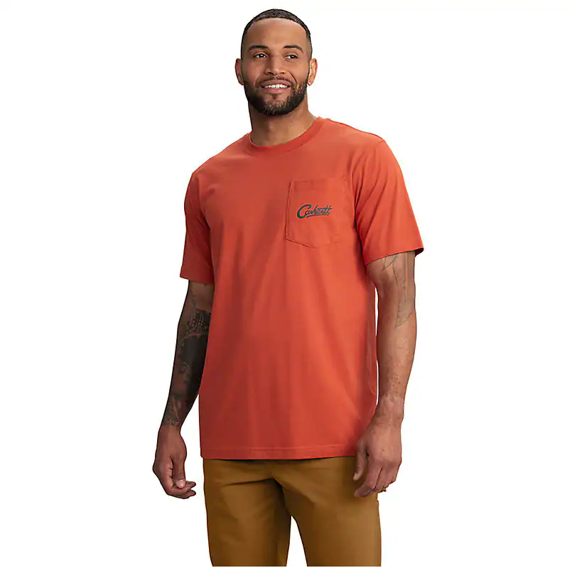 Men's Relaxed Fit Lightweight Pocket Graphic Tee | Saddle Red