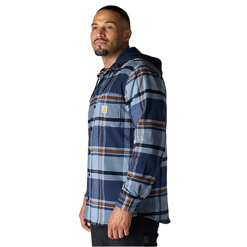 Men's Rugged Flex® Relaxed Fit Flannel Fleece Lined Hooded Shirt Jac | Navy